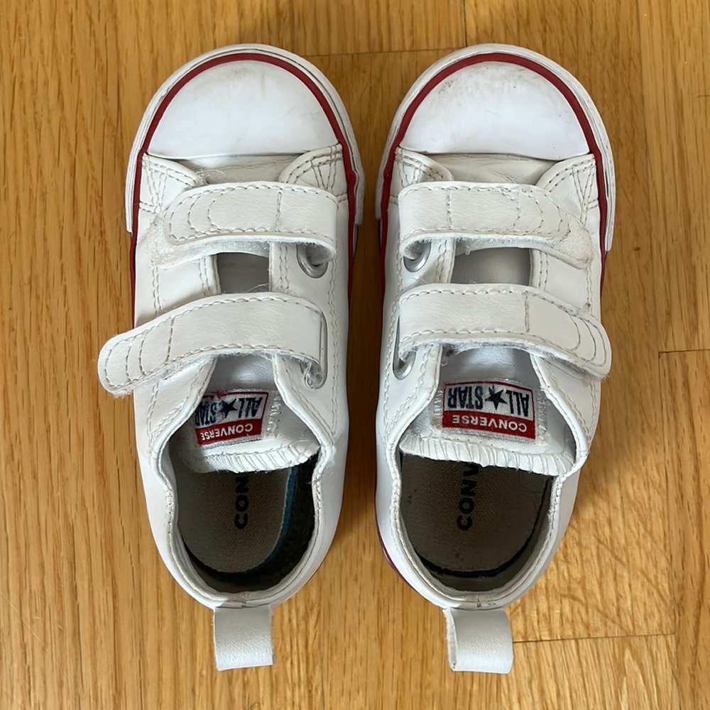 White Velcro strap Converse sneakers